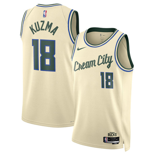 Kyle Kuzma Milwaukee Bucks 2025/26 City Edition Swingman Jersey - Cream - Unisex