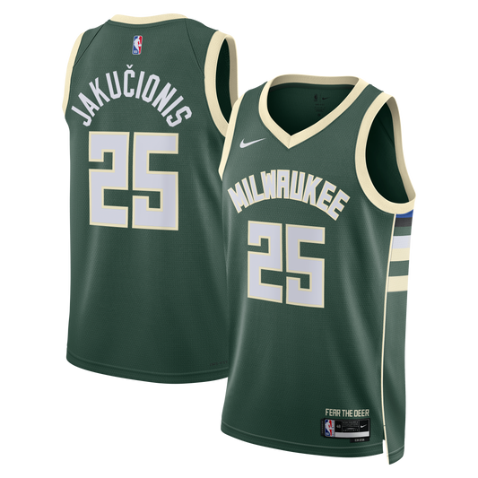 Kasparas Jakučionis Milwaukee Bucks Icon Edition Swingman Jersey - White - Unisex